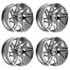 Set 4 20" Gear Off Road 777C Vortex 20x9 8x170 00mm Wheels Chrome Plated Rims