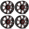 Set 4 20" XF Off-Road XF-220 Gloss Black & Red Milled 20x9 Wheels 8x6.5 8x180 12mm Rims