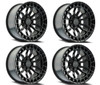 Set 4 20" Arena Recon 20x9 6x135 1mm Satin Black Wheels, For Ford Lincoln Rims