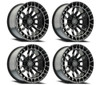 Set 4 17" Arena Recon 17x9 6x135 -12mm Glossy Black Center Machined DDT Lip Rims