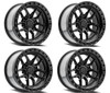 Set 4 17" Arena Hustle 17x9 5x5 0mm Satin Black Center Glossy Black Lip Rims