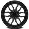 22" Arena Hustle 22x9.5 6x5.5 20mm Wheel Satin Black Center Glossy Black Lip Rim
