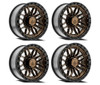 Set 4 22" Arena Hustle 22x10 8x180 -18mm Smoked Bronze Center Satin Black Lip