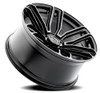 Set 4 22" Arena Supreme 22x9.5 6x135 20mm Glossy Black Brushed DDT Face Clear