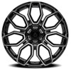 Set 4 20" Arena Cobra 20x9 6x135 20mm Glossy Black Brushed DDT Face Clear Rims