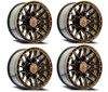 Set 4 22" Arena Battle 22x12 8x6.5 -44mm Smoked Bronze Tint Clear Truck Wheels