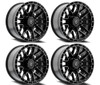 Set 4 22" Arena 22x10 8x6.5 -18mm Battle Glossy Black Machined DDT Face & Lip