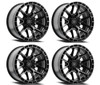 Set 4 20" Arena 20x9 6x135 1mm Battle Glossy Black Machined DDT Face & Lip Rims