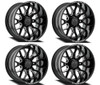 Set 4 22" Arena Violator Gloss Black Milled 22x12 Wheels 8x6.5 -44mm Truck Rims