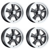 Set 4 15" Vision Muscle 141H Legend 15x8 5x4.5 0mm Gunmetal Machined Lip Wheels