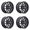 Set 4 24" Fuel Flux Gloss Black Brush FC Gray DDT 24x10 Wheels 6x5.5 0mm Rims
