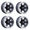 Set 4 17" KMC KM238 VI Beadlock Satin Black Machined Ring 17x9 Wheels 6x135 1mm