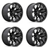 Set 4 22" Fuel D803 Flame 22x12 5x5 -44mm Gloss Black Milled For Jeep Truck Rims