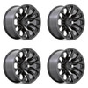 Set 4 Fuel D804 Flame 22x10 6x135 Blackout Wheels 22" -18mm Rims