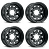 Set 4 16" Vision 84 Steel D Window Gloss Black 16x8 Wheels 8x6.5 (8x165.1) -6mm Rims