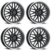 Set 4 Petrol P4C 16x7 4x100 Gloss Black W/ Machined Cut Lip Wheels 16" 40mm Rims