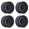 Set 4 17" KMC KM554 Aztec Matte Black Gloss Black Lip 17x8.5 6x4.5 25mm Wheels