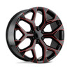 Set 4 Performance Replicas PR176 22x9 6x5.5 Black Red Milled Wheels 22" 24mm
