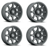 Set 4 16" Vision Off-Road 351 Flow Satin Black Wheels 16x8 5x4.5 Truck Rims 0mm