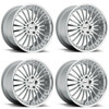 Set 4 TSW Silverstone 17x8 5x120 Silver W/ Mirror Cut Face & Lip Wheels 17" 20mm