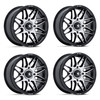 Set 4 14" MSA Offroad Wheels M52 Radar UTV Black Machined Face 14x7 4x137 10mm