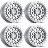 Set 4 Black Rhino Primm Beadlock 17x8.5 5x5 Silver Machine Wheels 17"