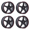 Set 4 19" Petrol PE003 P2E Matte Black Red Lip 19x8 Wheels 5x112 5x120 35mm Rims