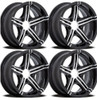 Set 4 14" Helo HE827 PACE Gloss Black Machined 14x6 Wheels 5x4.5  -6mm Rims