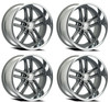Set 4 18" Resto Maverick Texture Gun Metal Milled Diamond Cut Lip 18x8 5x5 1mm