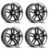 Set 4 18" Resto Maverick Glossy Black Milled Diamond Cut Lip 18x9.5 5x4.75 1mm