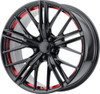 Set 4 Performance Replicas PR194 20x10 5x120 Black Red Machined Wheels 20" 23mm