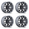 Set 4 22" Fuel FC404 Mutiny Gloss Black Brushed Dark Tint 22x9.5 6x135 20mm Rims Offroad Truck SUV Wheels