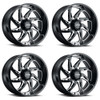Set 4 24" Ultra 230BM Villain Gloss Black Milled 24x12 Wheels 8x6.50-44mm Rims