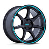 19" Rotiform RC208 BPU 19x8.5 5x112 25mm Gloss Black Teal Stripe Sedan Coupe Rim Car Wheel