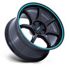 Set 4 19" Rotiform RC208 BPU 19x8.5 5x4.5 35mm Gloss Black Teal Stripe Wheels
