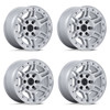 Set 4 17" Black Rhino BR039 Vanguard Silver Machined Face 17x8.5 6x135 25mm Rims Offroad Truck SUV Wheels