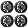 Set 4 20" Thret Offroad 808 Gamma Gloss Black Milled 20x9 Wheels 5x5 5x5.5 0mm Rims