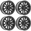 Set 4 20" Arena A125 Jackal Satin Black Gloss Black Lip 20x10 Wheels 6x135 -18mm Lifted Offroad Truck SUV Rims