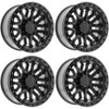Set 4 20" Arena A125 Jackal Satin Black Gloss Black Lip 20x10 Wheels 8x180 -18mm Lifted Offroad Truck Rims