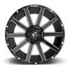 Set 4 24" Fuel D615 Contra 24x12 5x5.5 5x150 -44mm Wheels Gloss Black Milled Rim