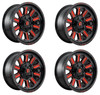 Set 4 18" Fuel D621 Hardline 18x9 5x4.5 5x5 1mm Black Red Tinted Clear Wheels