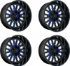 Set 4 Fuel  D645 Stroke 20x9 6x120 6x5.5 Black Blue Tinted Clear Wheels 20" 20mm