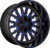 Set 4 Fuel  D645 Stroke 20x9 6x120 6x5.5 Black Blue Tinted Clear Wheels 20" 20mm