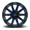 Set 4 20" Fuel D644 Contra 20x10 5x5.5 5x150 -18mm Black Blue Clear Lifted Rims