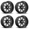 Set 4 20" Fuel D749 Hammer 20x9 5x150 1mm Gloss Black Milled Wheels Truck Rims