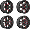 Set 4 Fuel  D712 Rage 20x10 5x5 5x5.5 Black Red Tinted Clear Wheels 20" -18mm