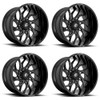 Set 4 Fuel UTV D741 Runner 22x7 4x137 Gloss Black Milled Wheels 22" 0mm Rims