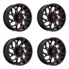 Set 4 Fuel UTV D779 Runner Utv 18x7 4x156 Gloss Black Milled Red Wheels 18" 13mm