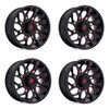 Set 4 Fuel UTV D779 Runner UTV 22x7 4x137 Gloss Black Milled Red Wheels 22" 0mm