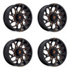 Set 4 Fuel UTV D780 Runner Utv 22x7 4x137 Black Milled Orange Wheels 22" 0mm